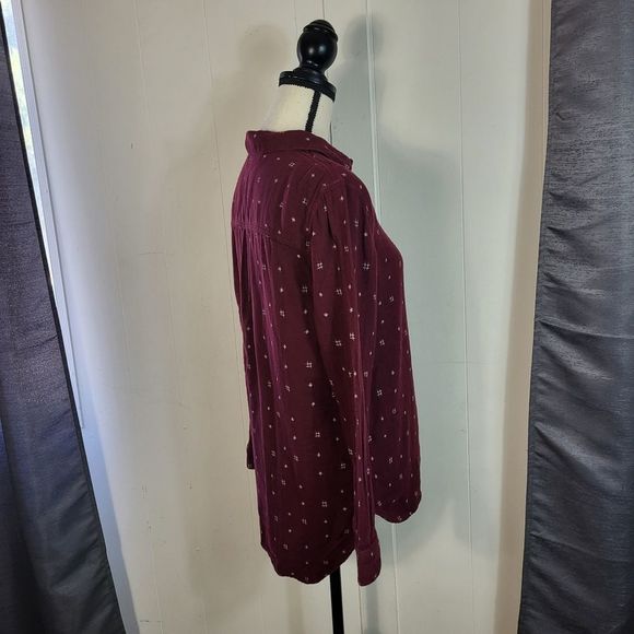 MADEWELL Burgundy Cream Classic Ex Boyfriend Shirt In Ikat Size Small - Picture 4 of 5